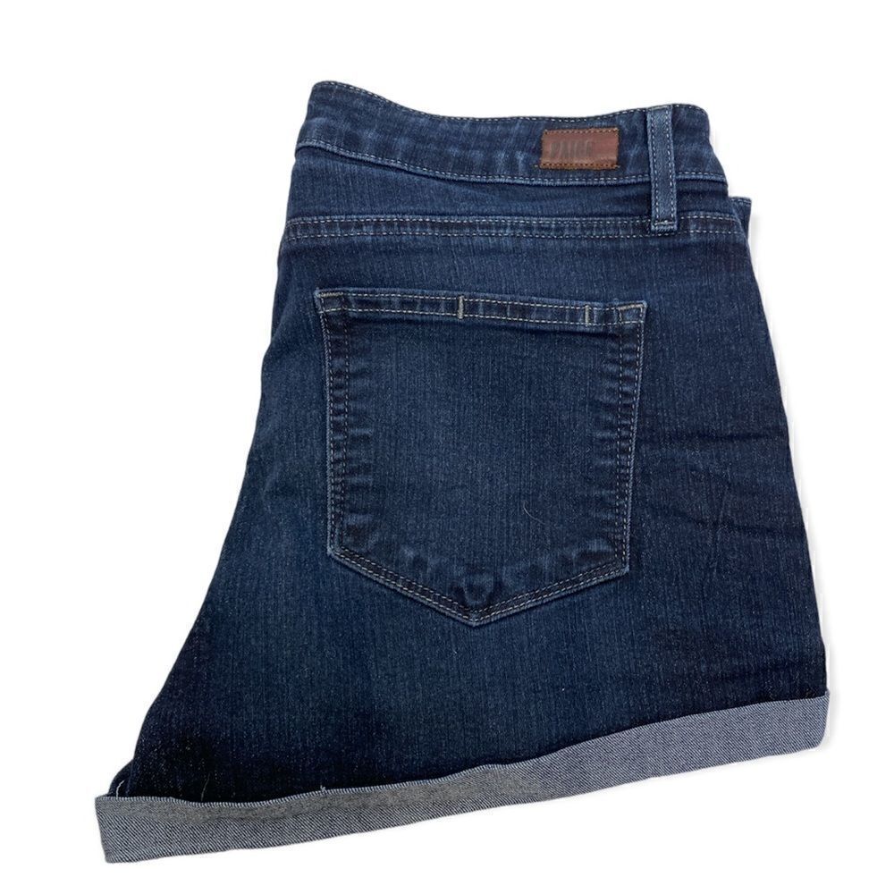 Paige Jimmy Jimmy Short Jean Shorts Cuffed Dark Wash Size 31 - Picture 4 of 5